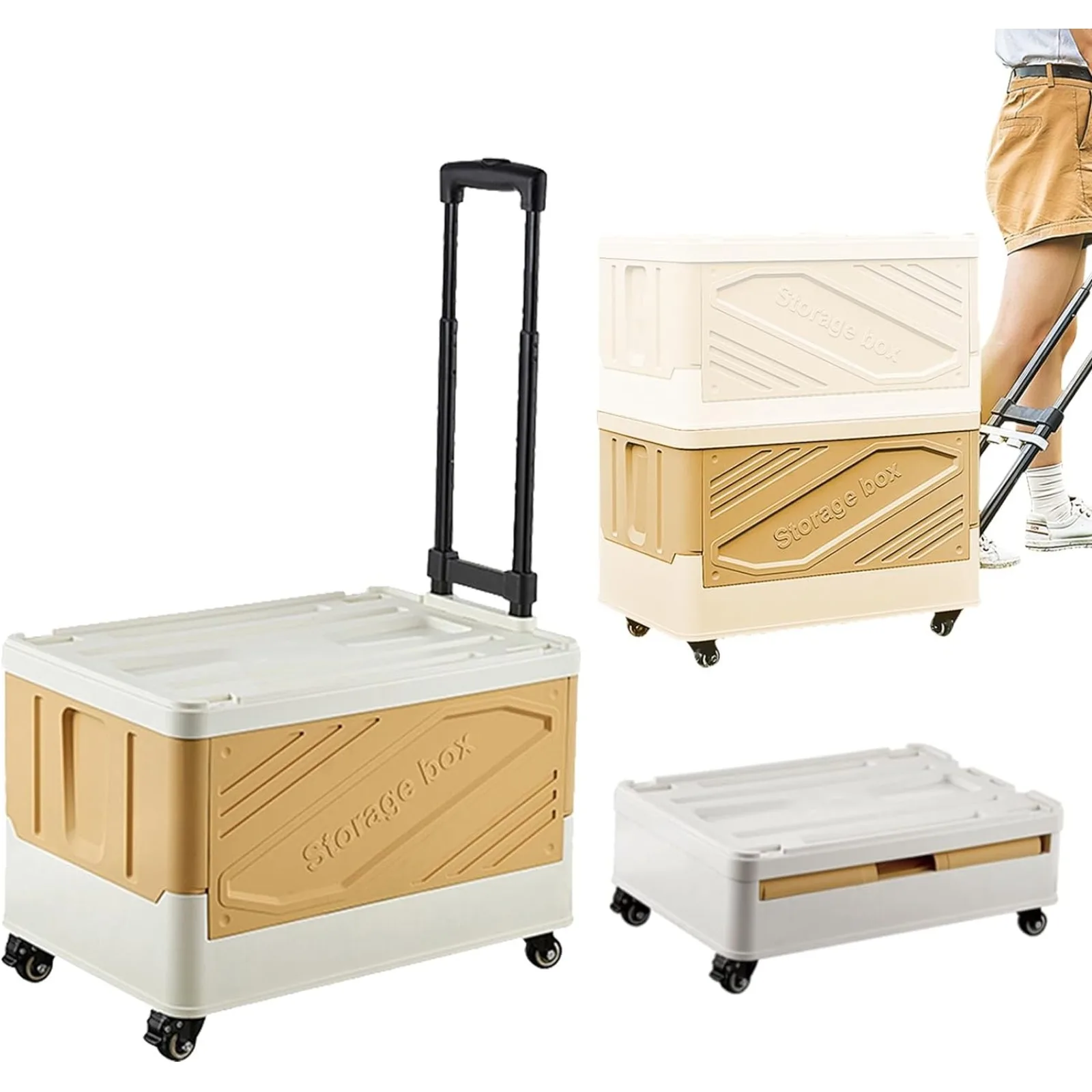 

Storage Bins with Wheels, Foldable Cart with Wheels Storage Bins Rolling Crate Collapsible Cart with Wheels Teacher