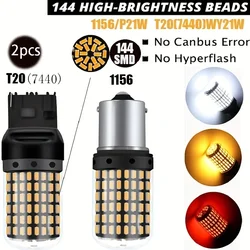 2pcs Car Turn Signal Lights 1156 P21W 144smd Canbus LED Lamp T20 (7440) WY21W LED Bulbs Auto Tail Lamp