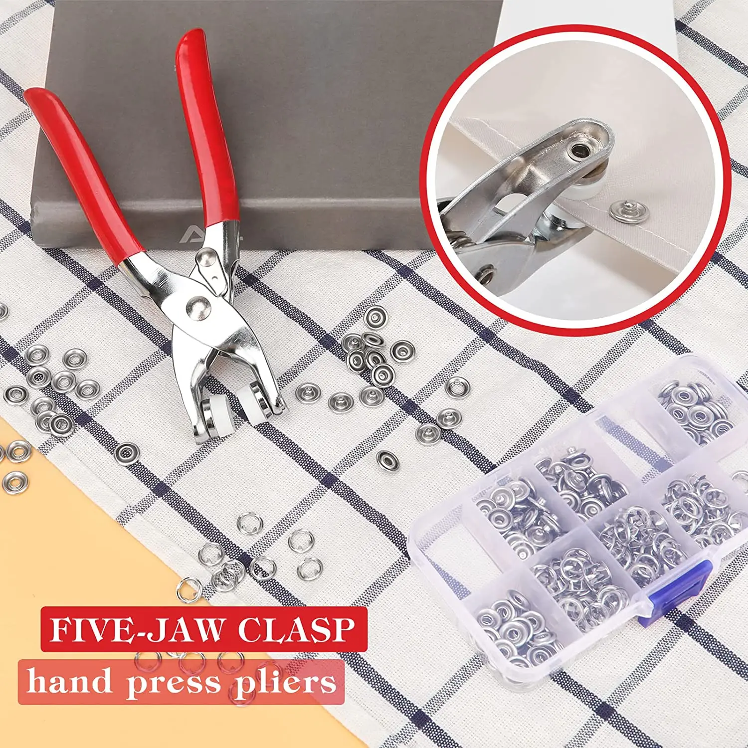 50Sets Plier Tool Metal Snap Button Sewing Button Thickened Snap Fastener Kit DIY Craft for Installing Sewing Bag Clothes