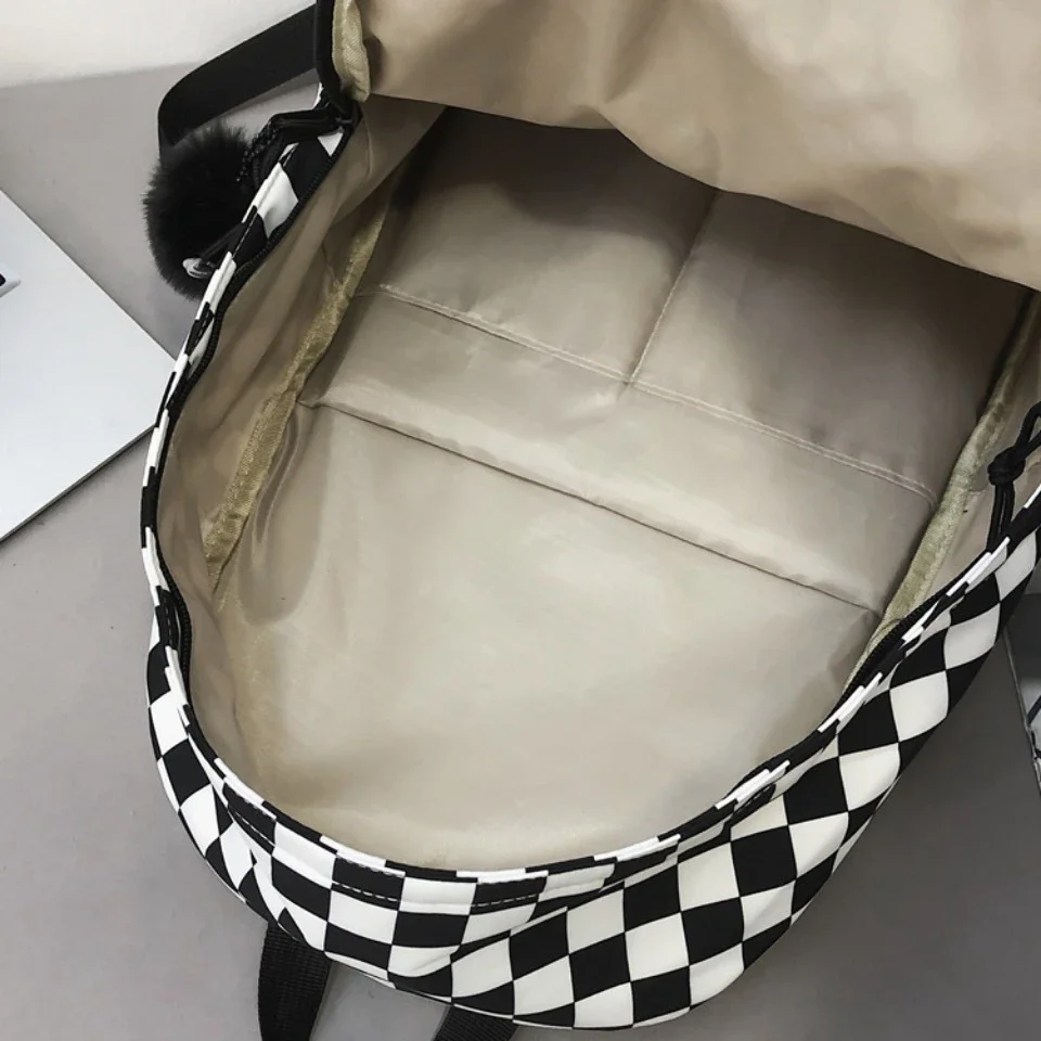 Fashion Plaid Backpack Waterproof Leisure Shoulder Bag Unisex Laptop Bookbag Travel Rucksack