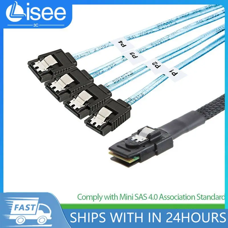 1/0.5M 12Gbps Mini-SAS SFF-8087 To 4 SATA Cable SAS 36P To 4 SATA3.0 Hard Drive Data Splitter Cable For Server