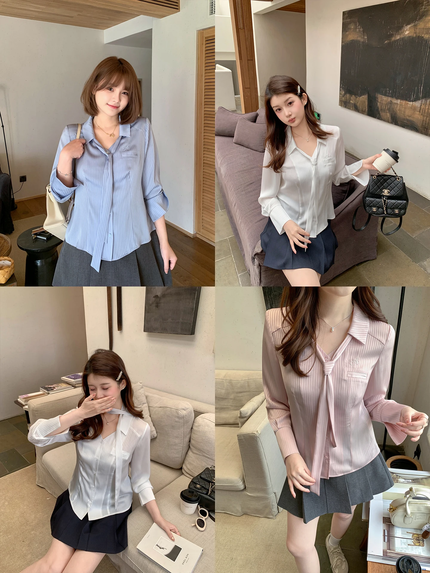 

Женская рубашка Masci большого размера с V-образным вырезом, темными полосками и поясом, свободного кроя, с длинными рукавами, весенняя модная модель, больших размеров, стройнящий топ в повседневном стиле