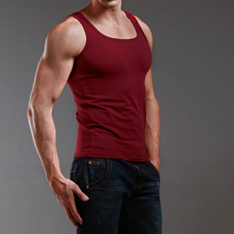 Men Muscle Vests Cotton Underwear Sleeveless Tank Top Solid Muscle Vest Undershirts O-neck Gymclothing Bodybuilding Tank Tops