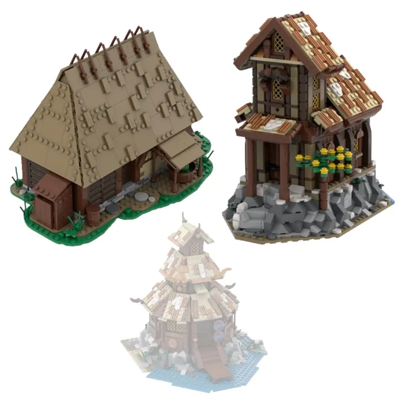 blocs-de-construction-d'assemblage-de-petites-particules-traitement-de-liquidation-jouets-moc-235557-985-pieces-temple-de-construction-viking-230249-king-castle-mod
