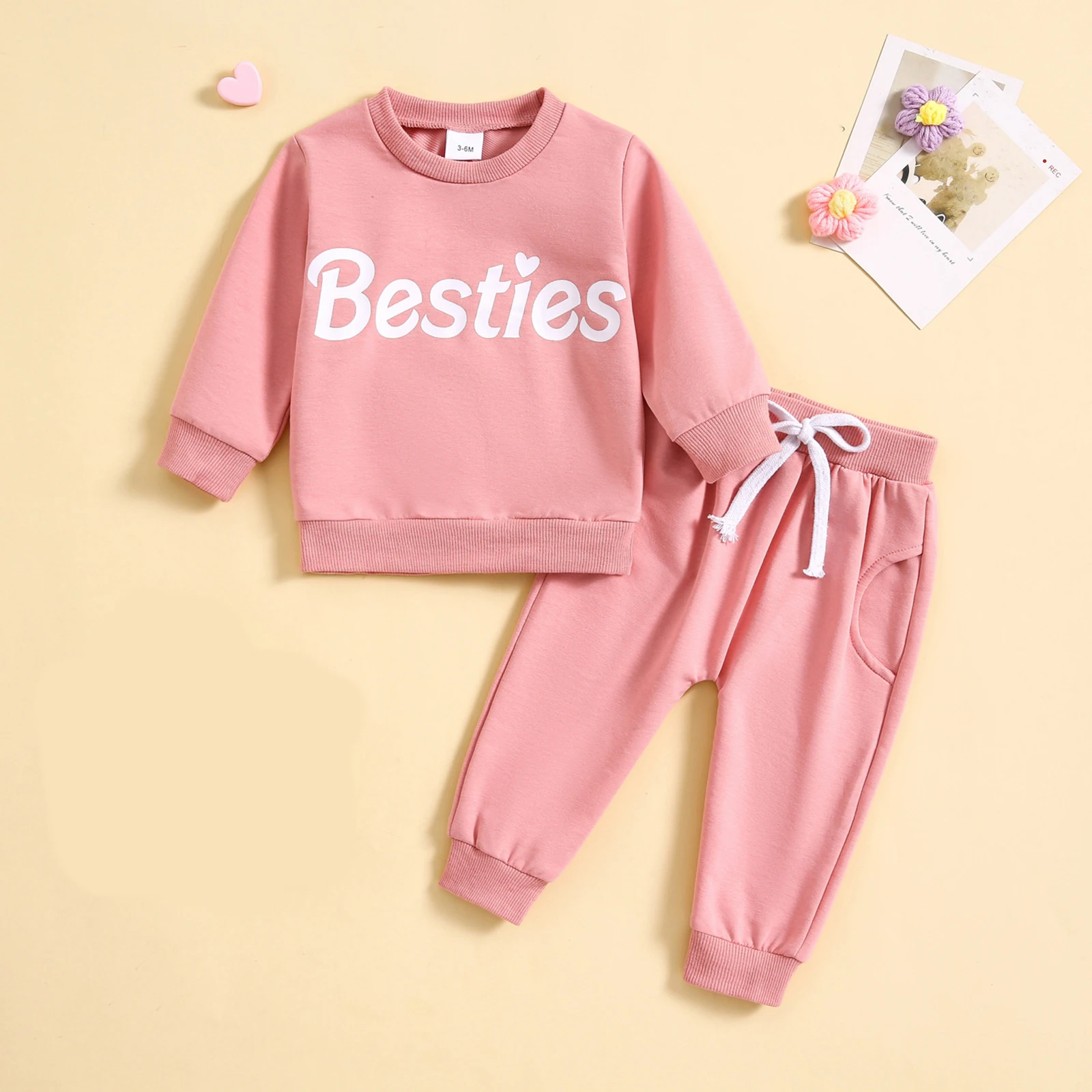 2Piece Spring Autumn Newborn Girls Clothes Korean Outfit Sets Casual Letter Long Sleeve Tops+Pants Baby Luxury Clothing BC837