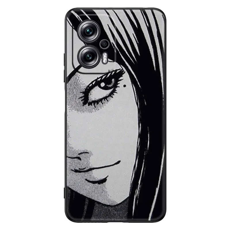 Junji Ito Tees Horror Black Phone Case For Xiaomi Mi POCO X4 X3 NFC X2 F4 F3 GT 5G C3 C31 C40 F1 M5 M5S M4 M3 M2 F2 Pro Cover