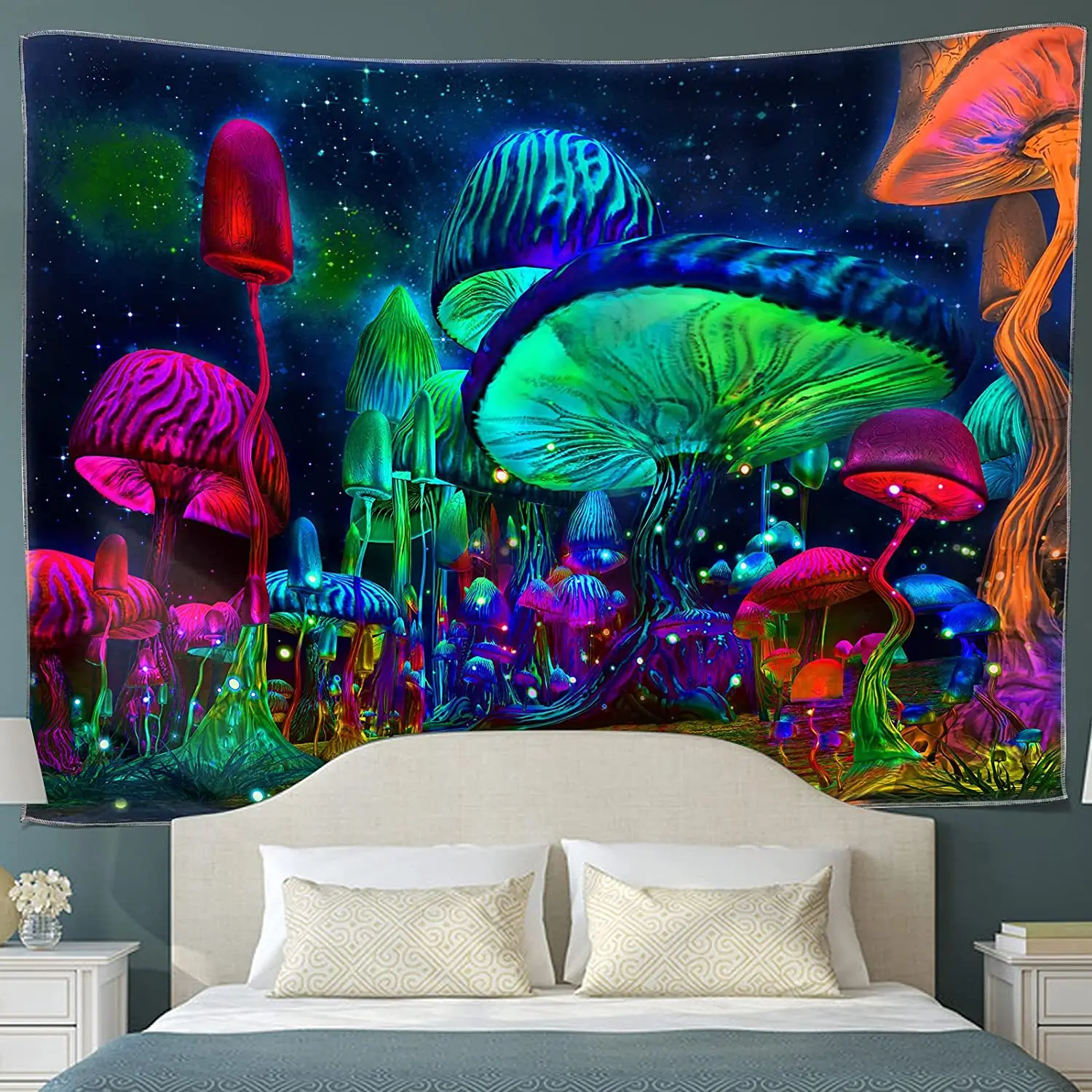 

Psychedelic Mushroom Tapestry Wall Hanging Cloth Living Room Bedroom Decor Aesthetic Wall Art Home Decoration Poster