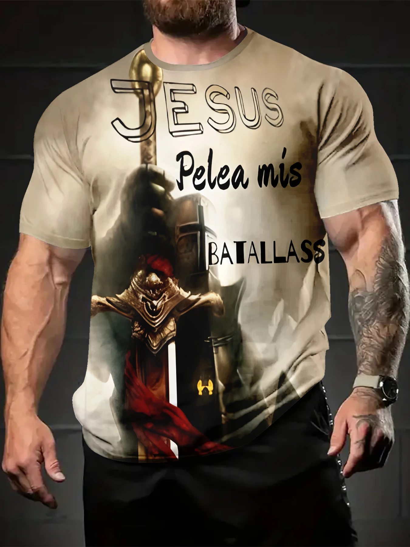 2025 Summer New Crusader 3D Printed T-shirt Men's and Women's Fashion Casual Top Catholic Power Round Neck Street Short Sleeve