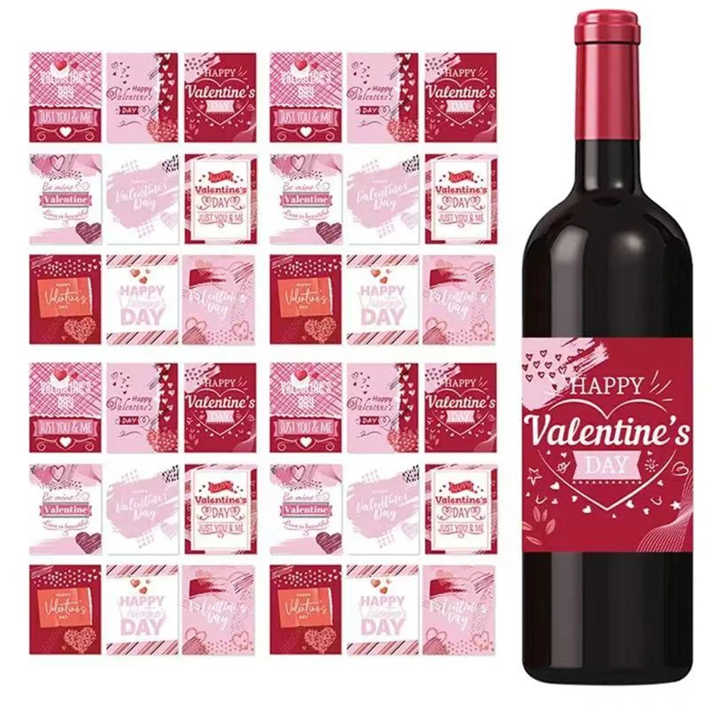 10pcs/36pcs Random Valentine's Day Wine Bottle Stickers for Valentine's Day Wedding Party Wine Bottle Decoration Stickers