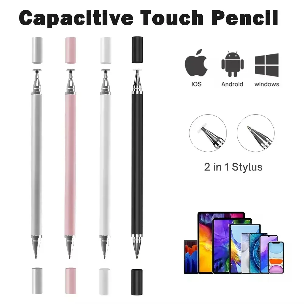 Penna stilo 2 In 1 per Tablet cellulare matita Touch capacitiva per Iphone Samsung matita per schermo da disegno universale per telefono Android