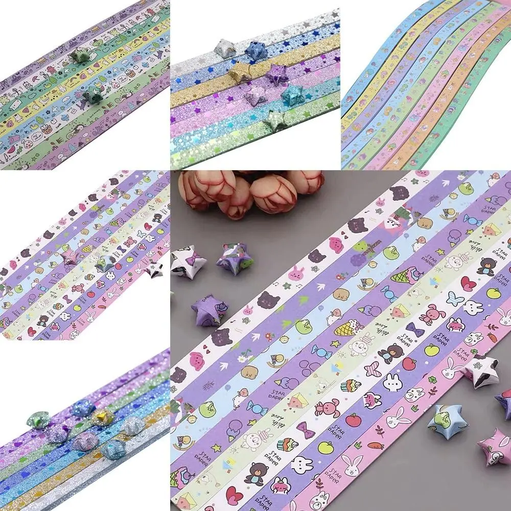 Single Sided Star Origami Paper DIY Cartoon Art Craft Scrapbooking Lucky Star Colorful Star Paper Strip Kids Gift