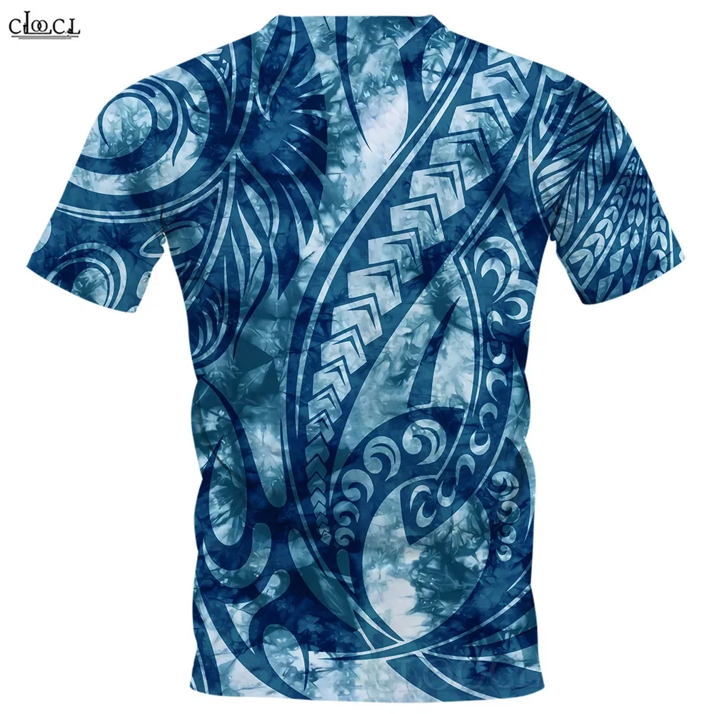 HX Fashion Polynesia T-shirts Tropical Plant Monstera Tattoo Pattern T-shirt Summer Short Sleeve Hip Hop Tees Men Clophing