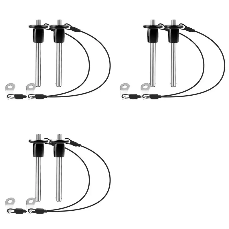 【THANKSGIVING DAY】6Pc Stainless Steel Quick Release Pin 6Mm Dia. Ball Locking Pin With Push Button Round Handle Lanyard Usable L