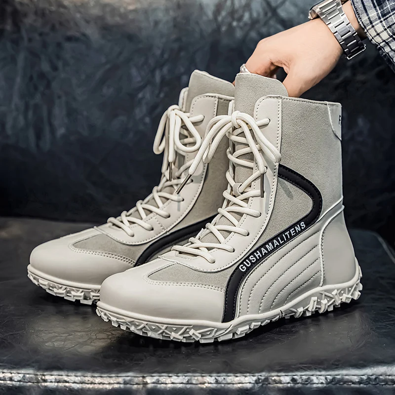 

High Quality Mens Boots Outdoor Wear-resistant Workwear Boots Fad Designer Mens Shoes Outdoor Soft Soled Cozy Travel Shoes Botas