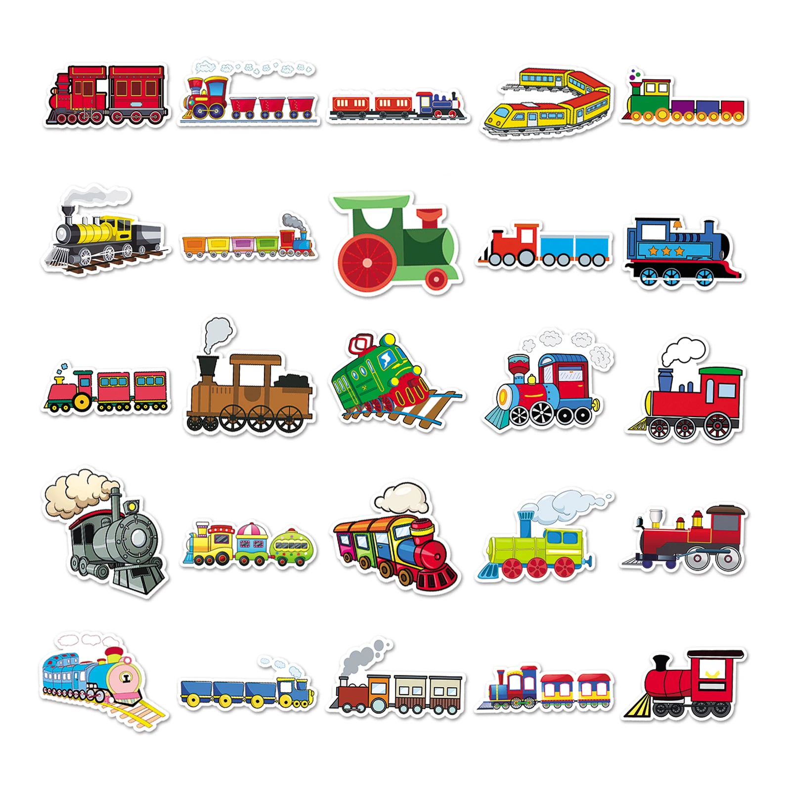 50Pcs Small Train Series Cartoon Cute Waterproof Sticker Skateboarding Snowboard Retro Vinyl Sticker