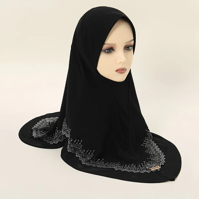 Middle Eastern Headscarf Hijab Rhinestones Veils Ramadan Islamic Dubai Turkish Modest Khimar Scarf Hijabs Turban Arab Headwear