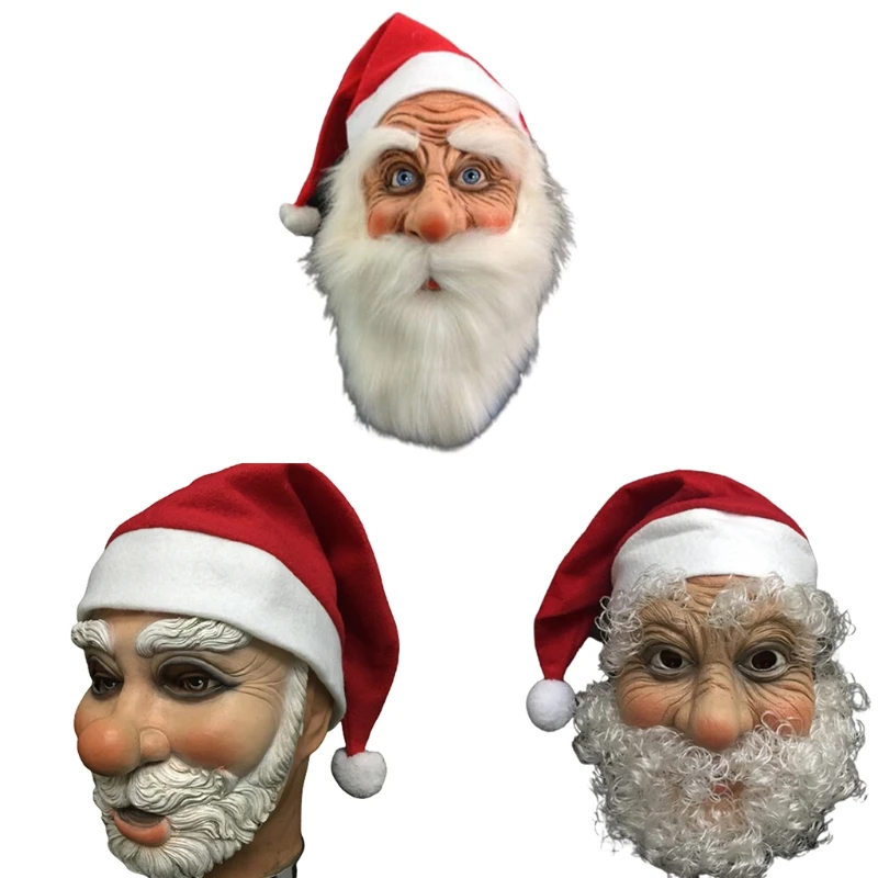 

2025 New Santa Latex Mask Realistic Full Face Mask Fancy Costume Christmas and New Years Party Supplies Decorative Mask