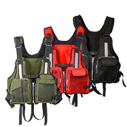 Fishing Vest Life Jacket With Fixing Strap Adjustable Vest with Whistle Mesh Breathable Multiple pockets Buoyancy Suit Outdoor
