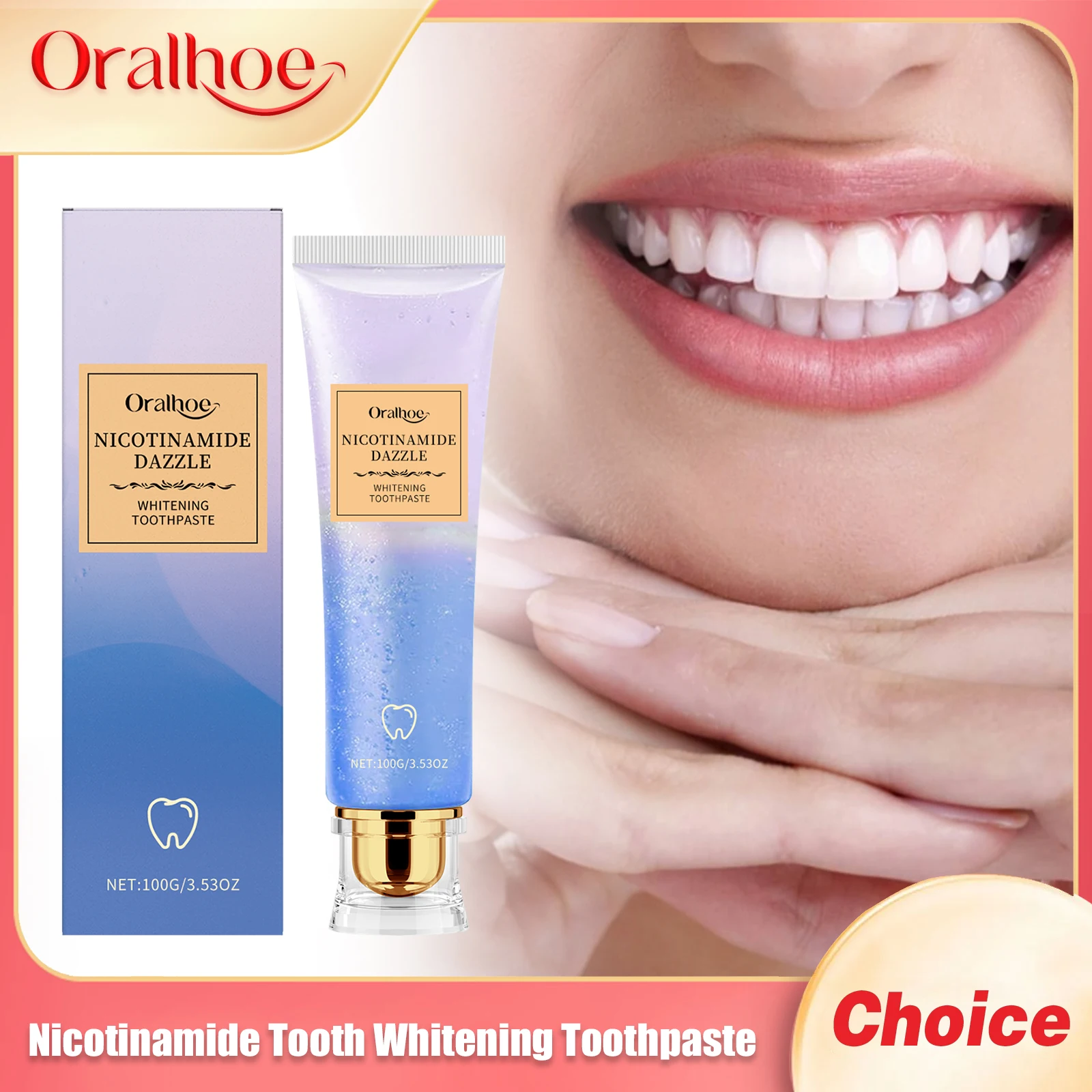 Oralhoe Nicotinamide Tooth Whitening Toothpaste Freshing Breath Deep Cleansing Bleaching Remove Smoke Stains Brighten Toothpaste