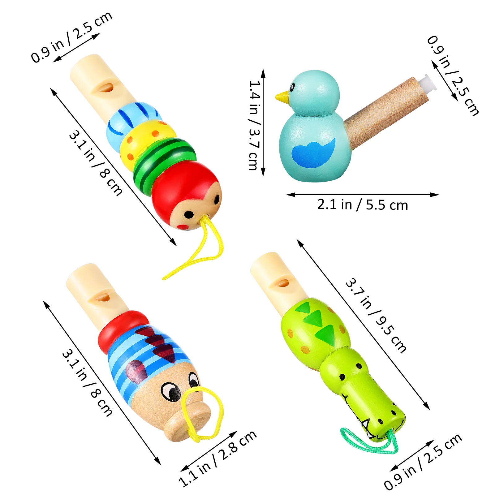 7 Pcs Animal Whistle Cartoon Bird Toy Kids Wood Whistles Loud Sound Portable PVC Material Smooth Burr Free Stimulates Music