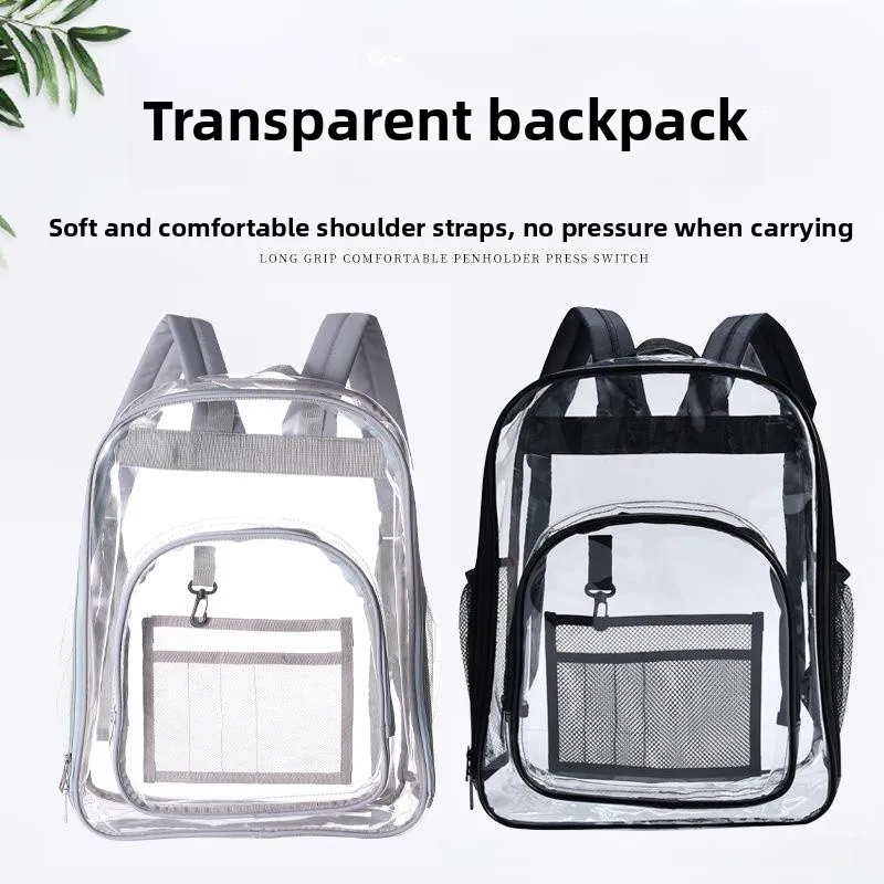

Large Capaci Transparent Waterproof PVC Student Bapa Dual oulder Bag Cross-Border Bestseller Storage Bag for Children