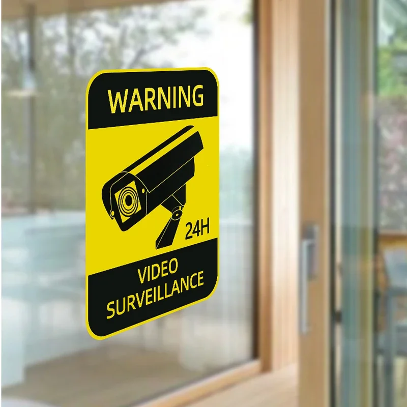 New design warning warning 24 hours monitoring waterproof sunscreen brand car stickers video surveillance alarm stickers, 24cm