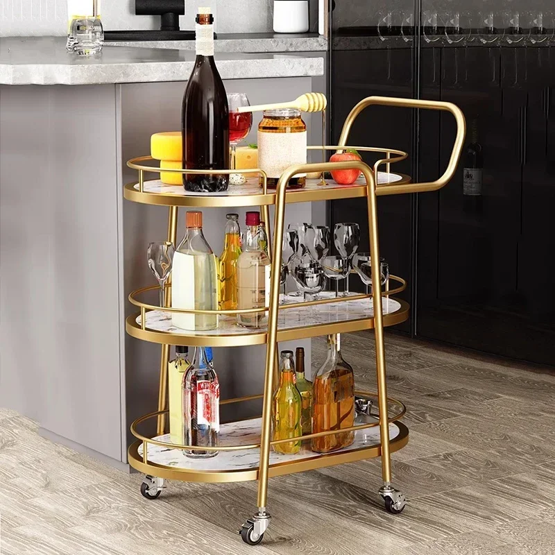 Utility Cart Trolley Bar Tables Gold Wine Cabinet Rolling Kitchen Trolley Serving Outdoor Tool Metal Cabeceros Hotel Furniture