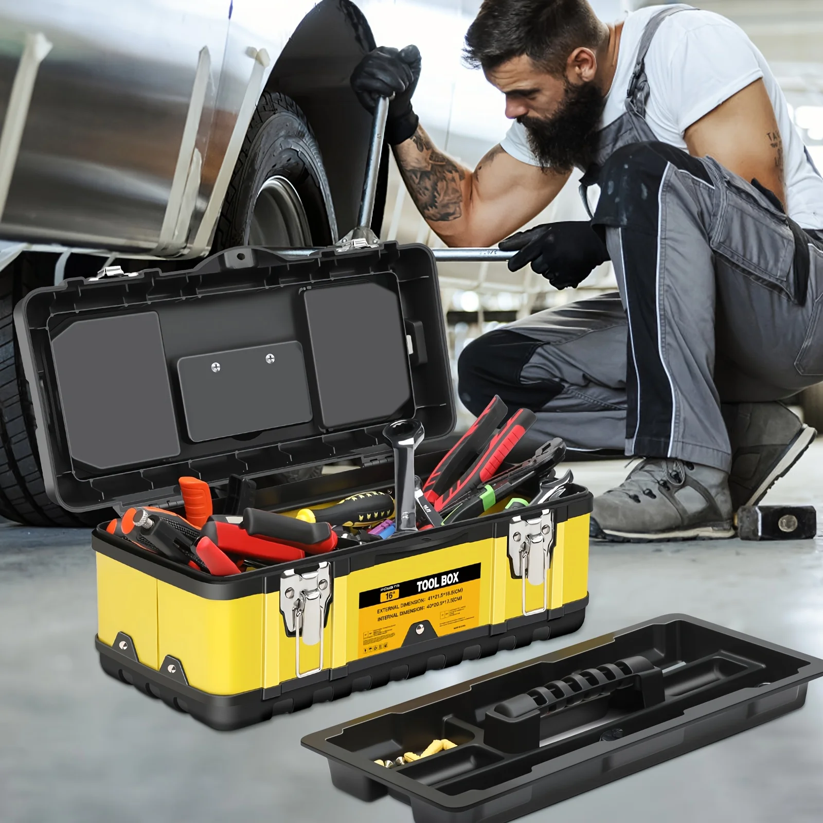 16-inch hardware repair tool storage box – a versatile household toolbox that provides essential storage solutions