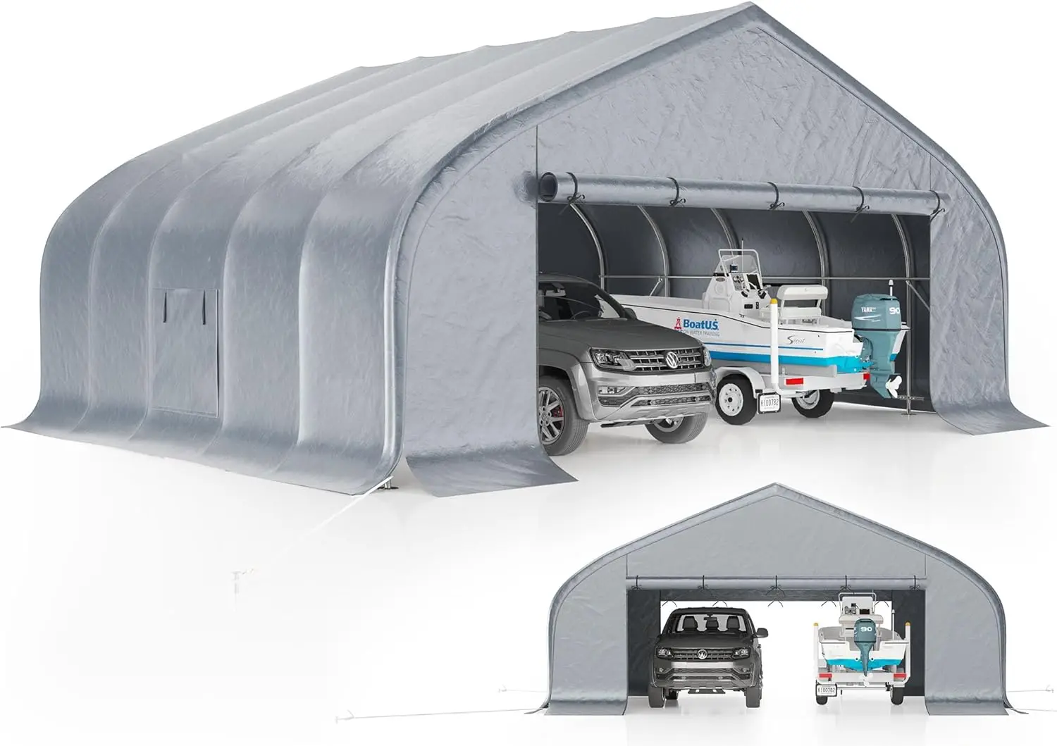 22.5 X 20 FT Heavy Duty Anti-Snow Carport with Spacious Galvanized Frame  Roll-Up Doors & Mesh Windows  Outdoor Canopy with Rein