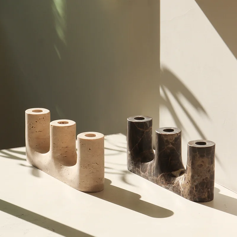 

Marble Taper Candle Holder Vintage Travertine Candlestick Holders