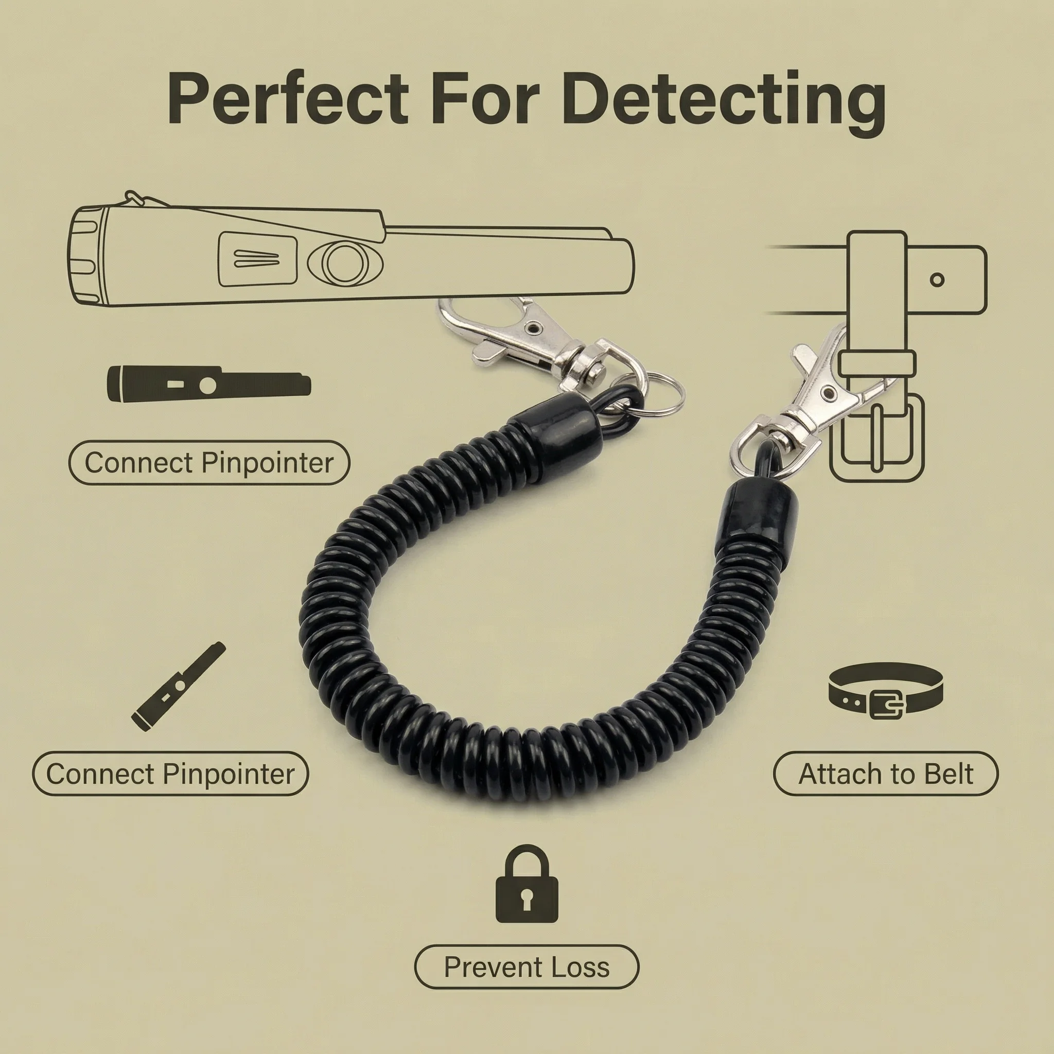 Tactical Anti-lost Elastic Lanyard Rope Quick Disassembly Safety Rope Outdoor Equipment Tools Pinpointers Anti-lost Hook