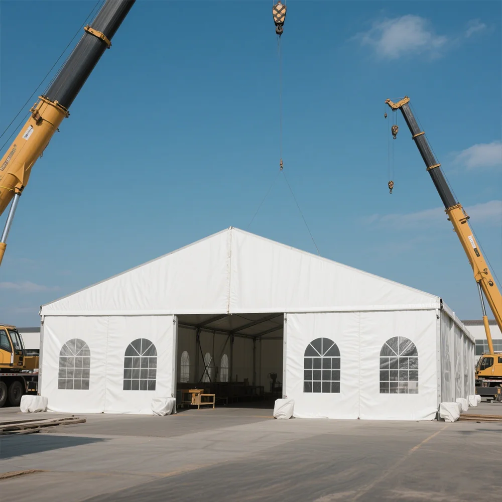 Custom Large Industrial Warehouse Storage Tent Heavy Duty Aluminum Frame Outdoor Marquee Workshop Clear Span Canopy Design