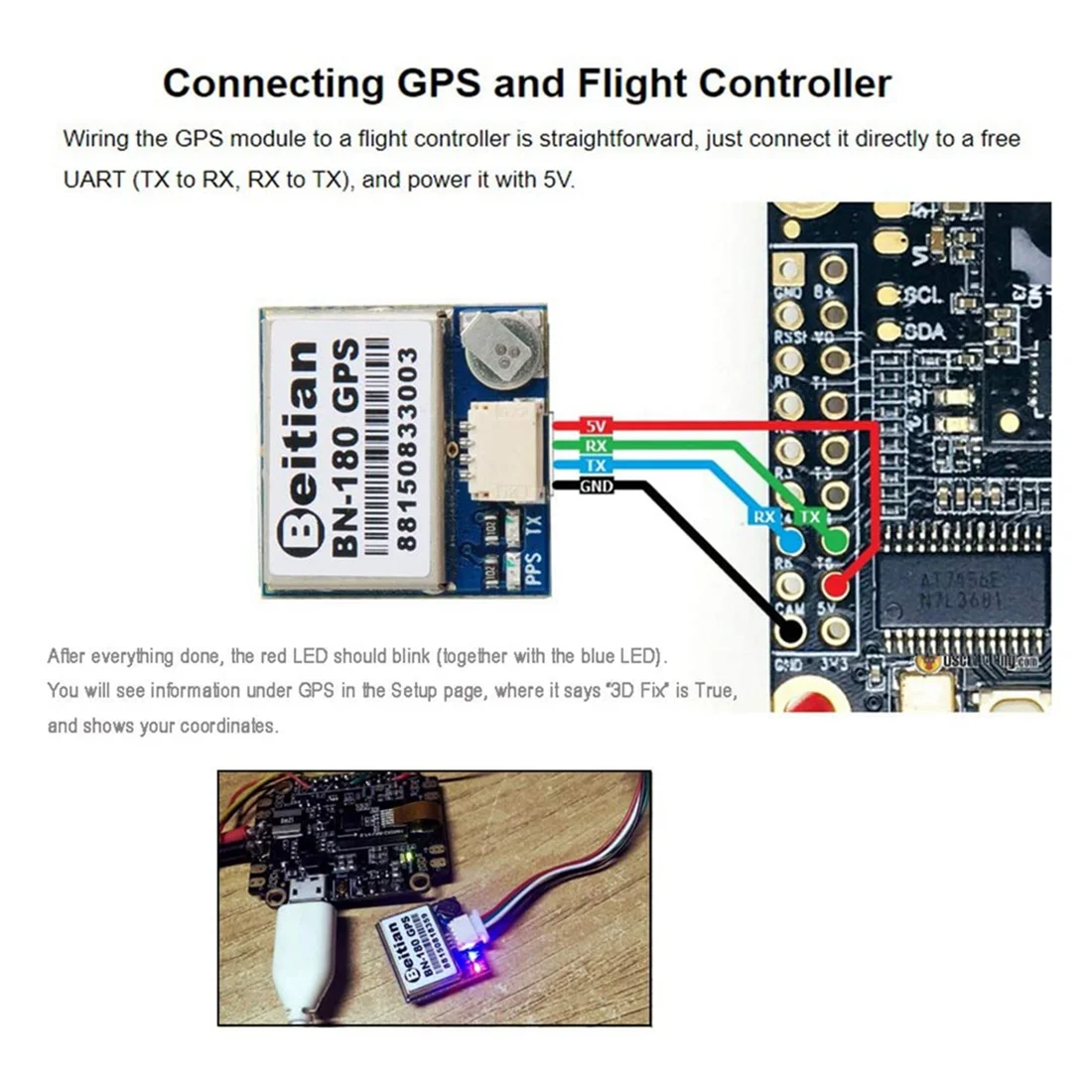 Antena passiva para framboesa, BN-180, módulo GPS, TTL, Dual Glonass, CC3D, Betaflight