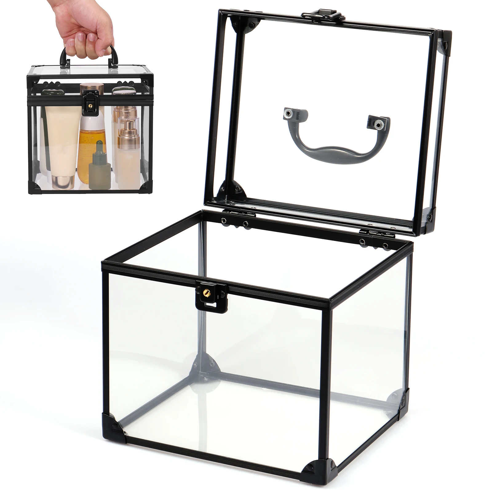 

Crown Box, Clear Makeup Case,Cosmetic Organizer, Large Capacity Transparent Acrylic Artists Display Case for Bathroom Counter