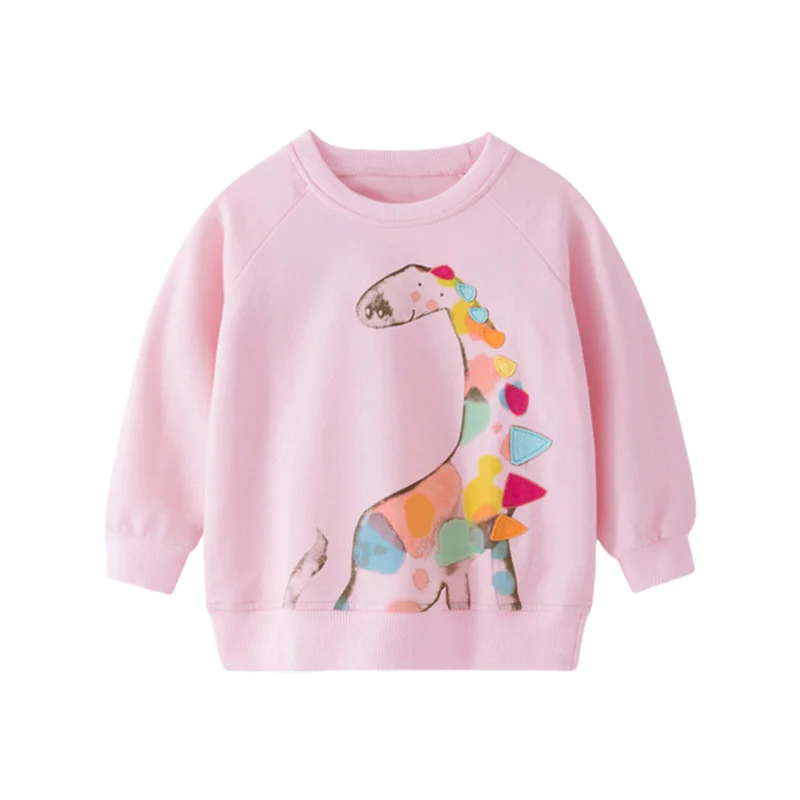 Jumping Meters 2-7T Girls Sweatshirts for Winter Spring Toddler Dinosaurs Cotton Tops Fashion Sports Children Shirt