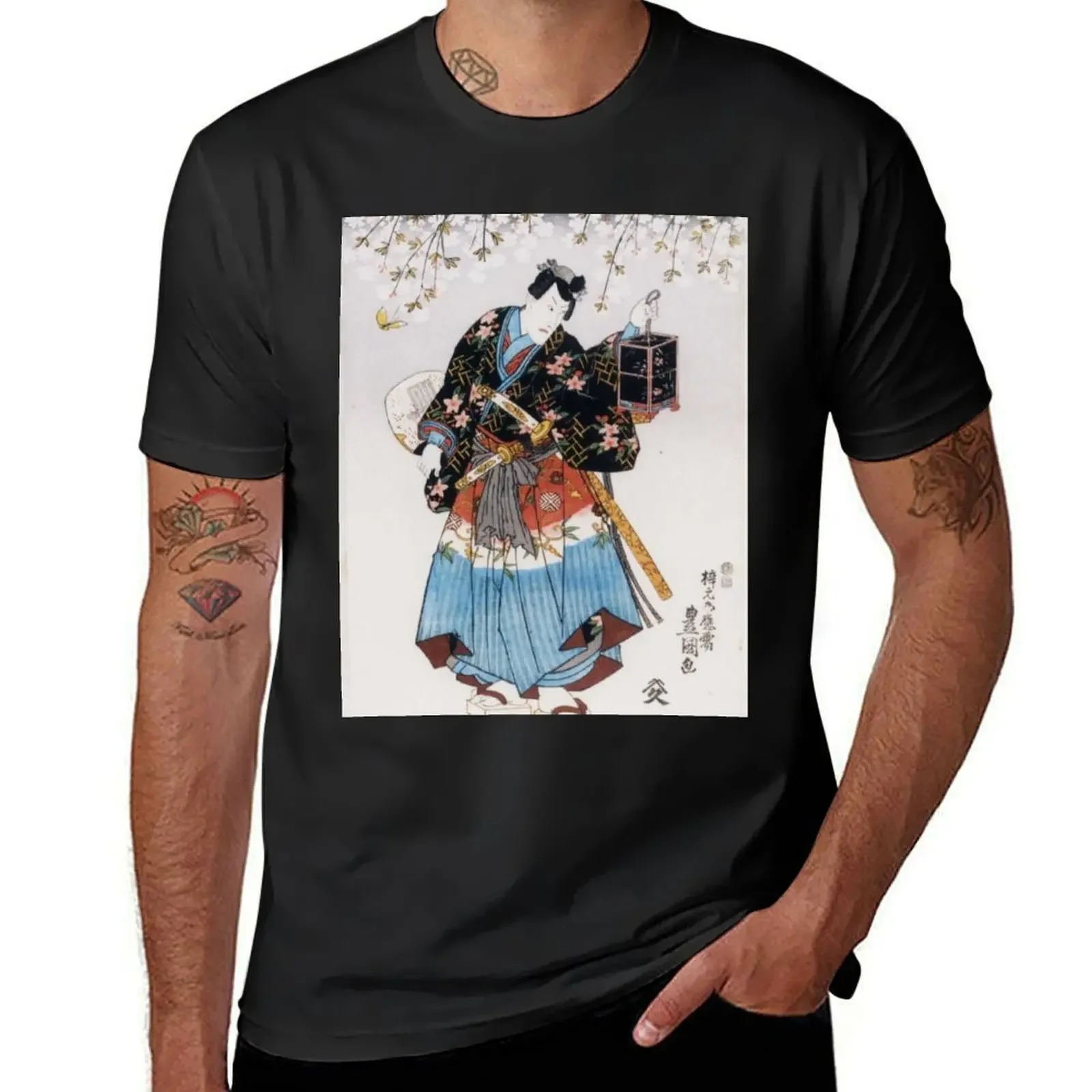 

Classic Vintage Ukiyo-e Samurai Old Scroll Japan Art T-Shirt korean fashion Blouse mens champion t shirts