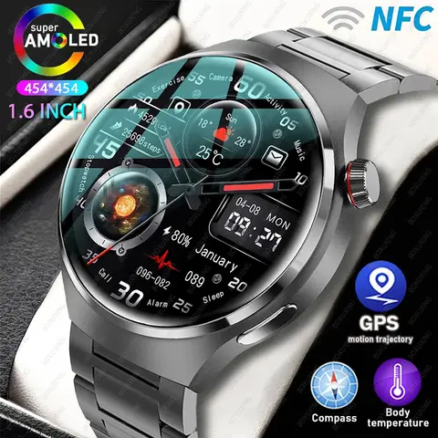 화웨이 GT4Pro 용 GPS NFC 스마트 워치 남성용 워치, 4 프로 360×360 AMOLED 화면, 심박수 블루투스 통화, 방수 스마트 워치