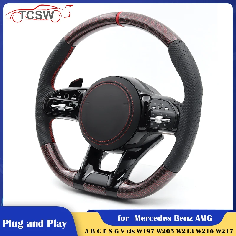 

Красный карбоновый руль для Mercedes-Benz AMG E43 S63 S65 C200 W167 W177 W190 W203 W204 W205 C205 W213 W217 W222 W223