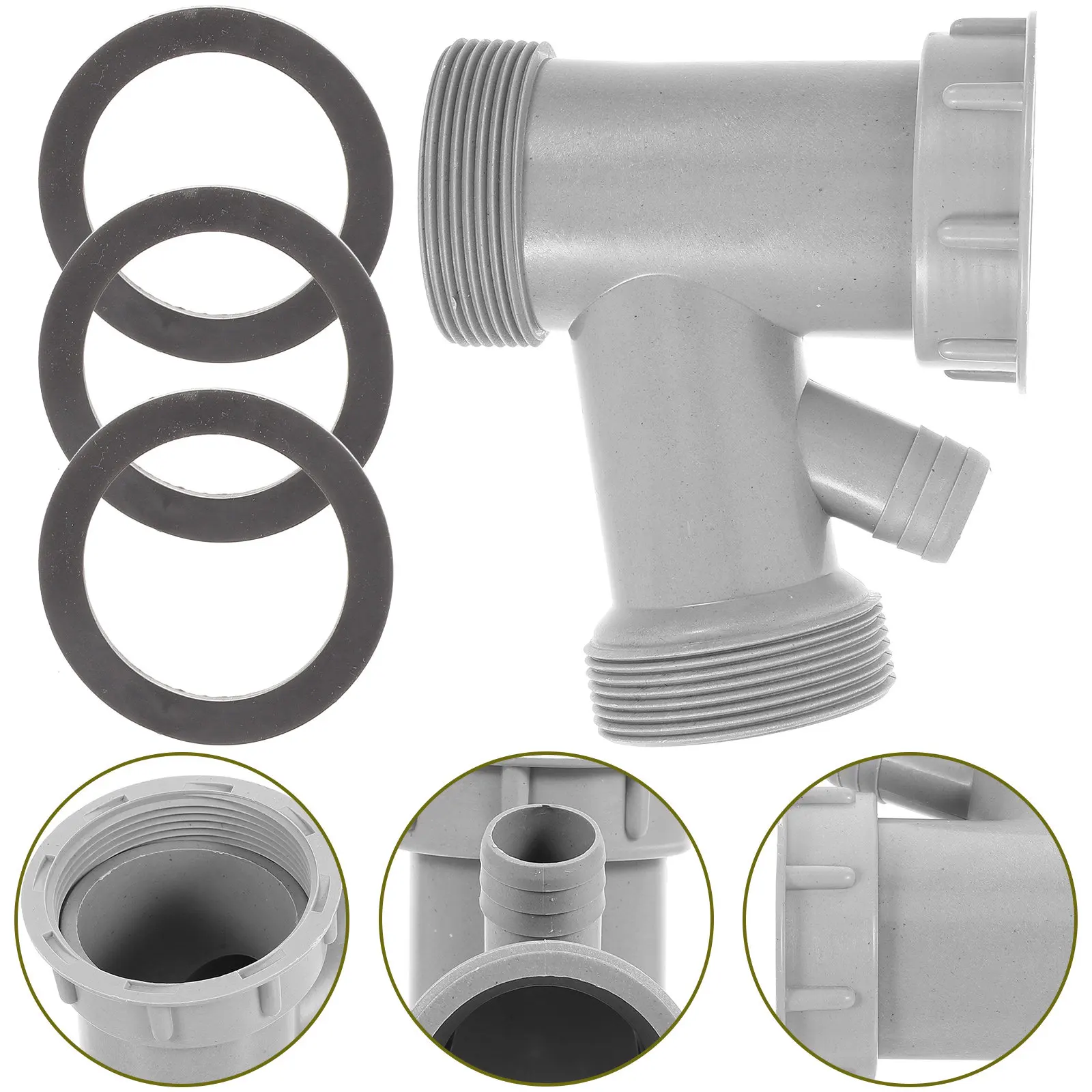 Sink Drain Pipe Adapter Large Four Way Connector Durable V Bend Odor Prevention Kitchen Sewer Branch Fitting