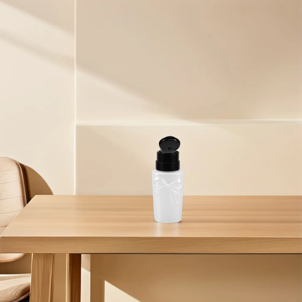 2Pcs Stylish Bowknot Nail Polish Remover Pump Bottle Secure Lock Travel Portable Makeup Cleaner Dispenser Makeup Cleaner Bottle