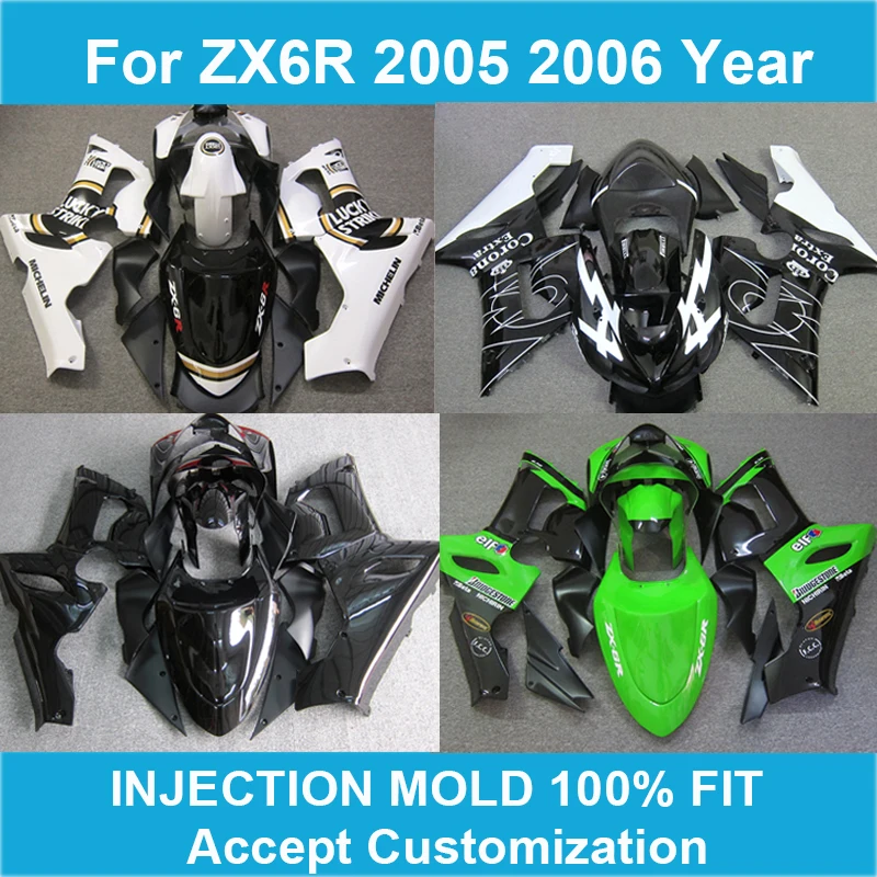 

Customized Injection Fairing Kit for Kawasaki Ninja ZX6R 2005 2006 Year ZX 6R 05 06 Aftermarket Body Fairings Set