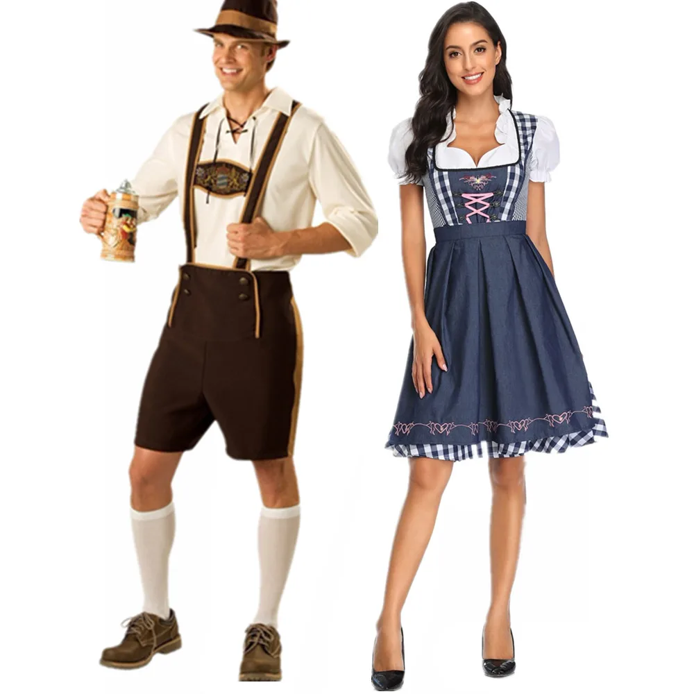 

Костюм Октоберфеста для пар, парад, таверна, бармен, наряд официантки, баварский дирндль, косплей, карнавальное вечернее платье на Хэллоуин