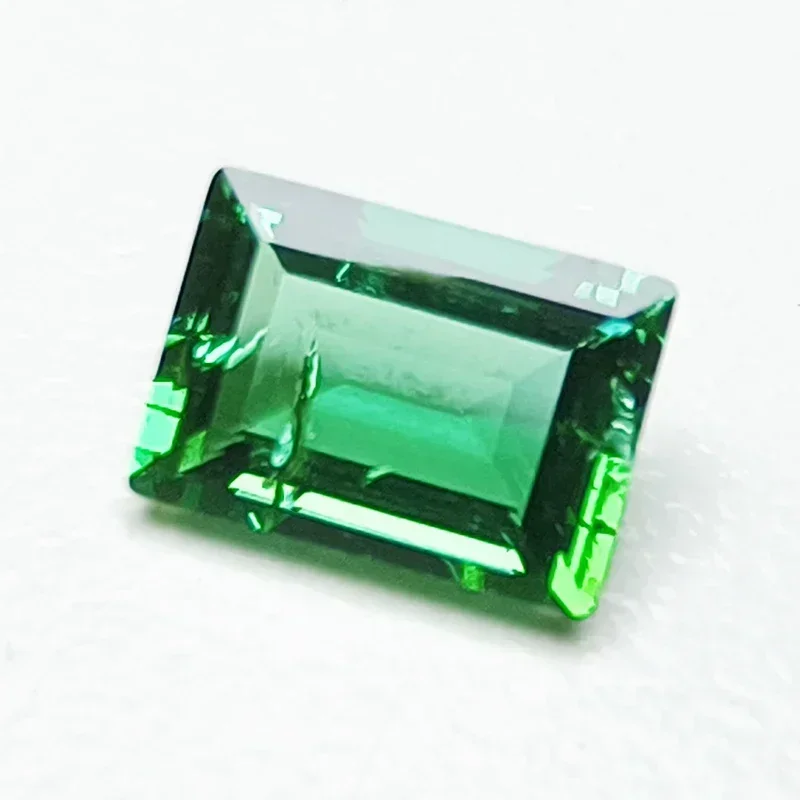 Lab Grown Zambian Emerald Rectangle Shape Green Color Selectable AGL Certificate with Cracks Inclusions Inside Charms Beads