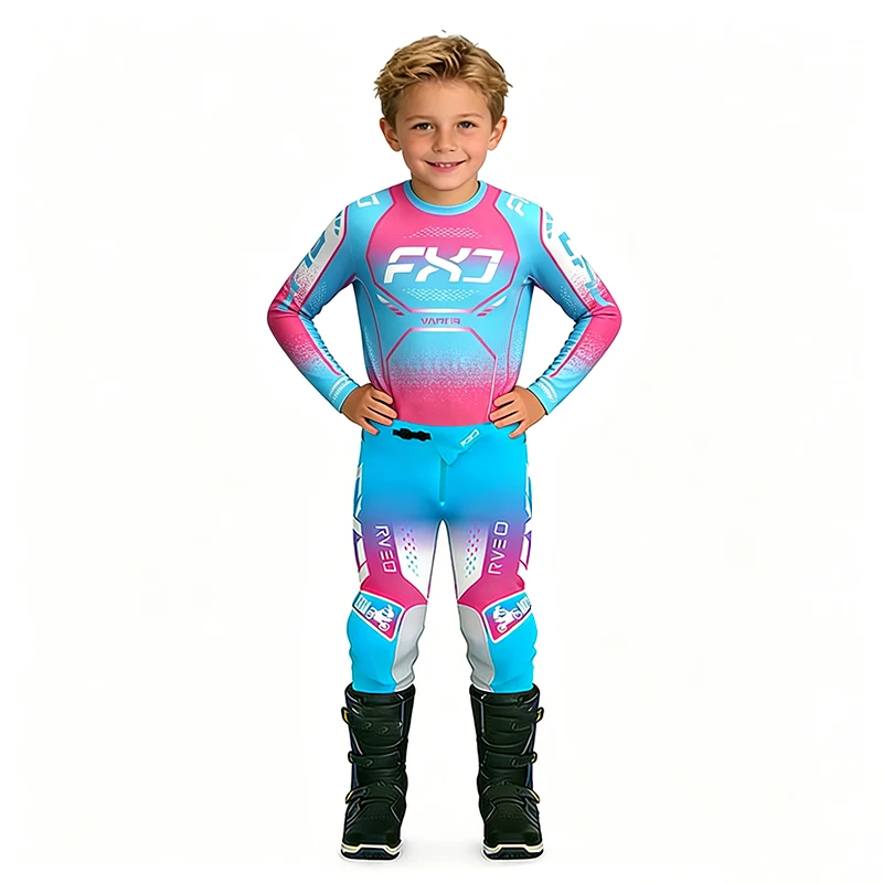 Motocross child set Motorcycle jersey and pants kids clothing big boy girl Youth mx gear set Customized Number Name racing suit