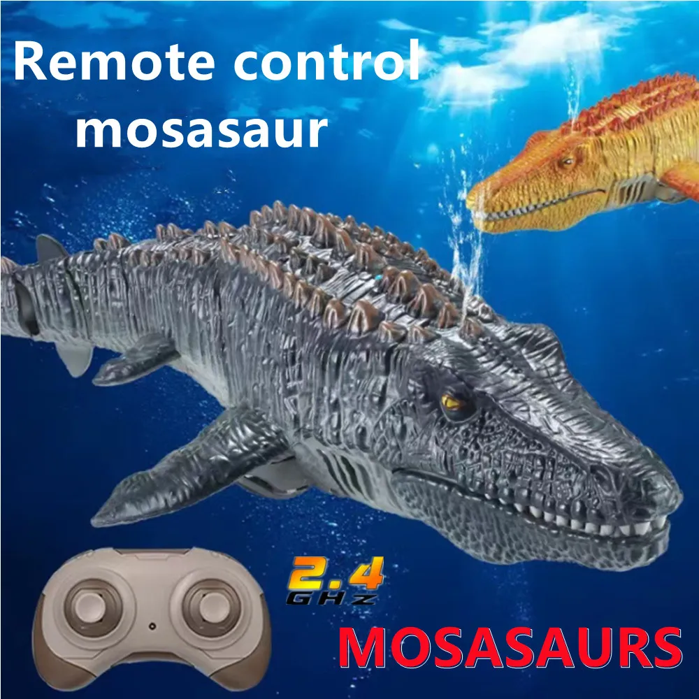 RC Squirt Mosasaurus Dinosaur Children\'s Toy Remote Control Animal Robot Bathtub Swimming Pool Electric Boys Cool Things Submari