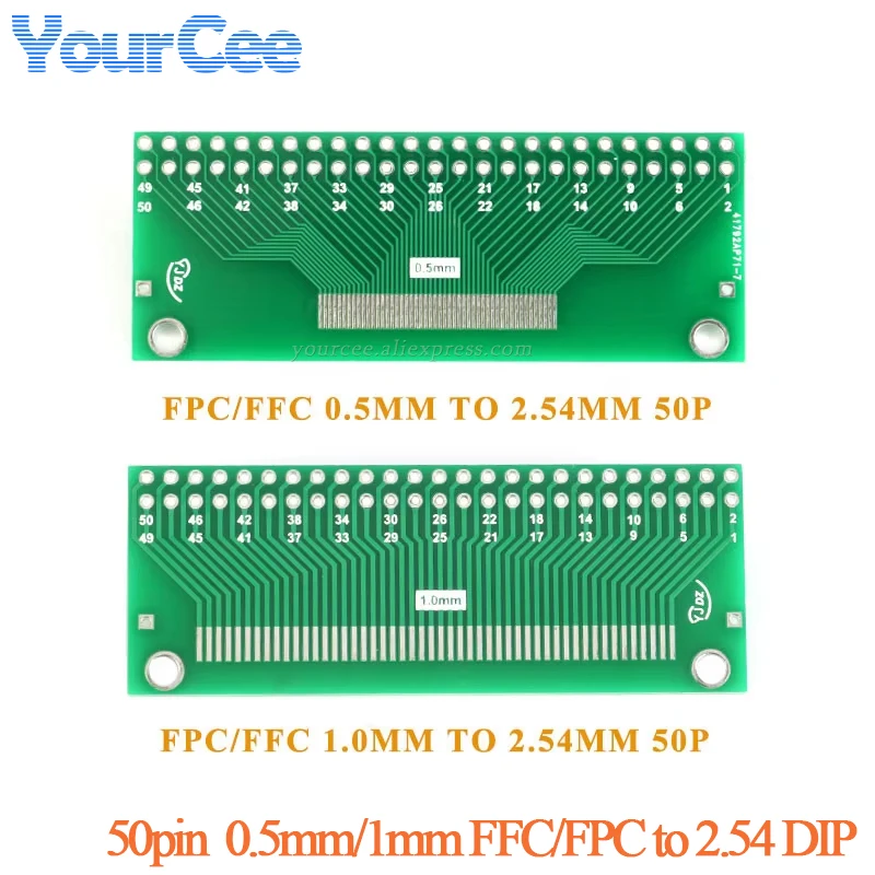 5 قطعة/1 قطعة 50P 0.5 مللي متر/1.0 مللي متر FFC FPC إلى DIP 2.54 مللي متر الملعب لوحة محول TFT LCD المقبس SMD محول لوحة دارات مطبوعة