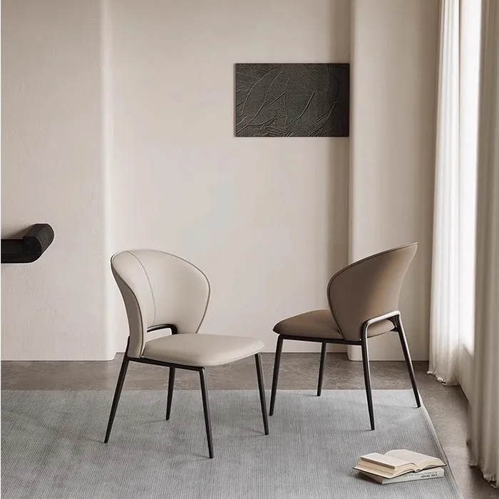 

Modern simple dining chair home high-end Italian minimalist light luxury restaurant chair designer backrest stool