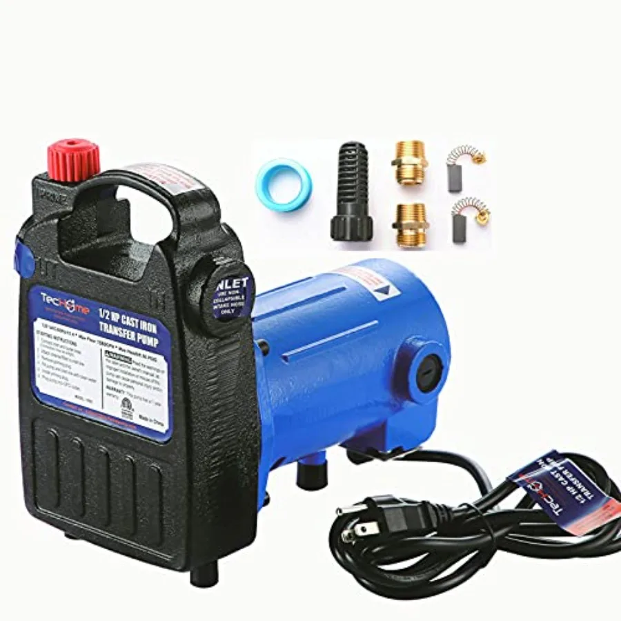 

1/2 HP Cast Iron Transfer Pump 120V 1560GPH High Pressure Water Pump with Suction Strainer and Brass Connectors for Industrial
