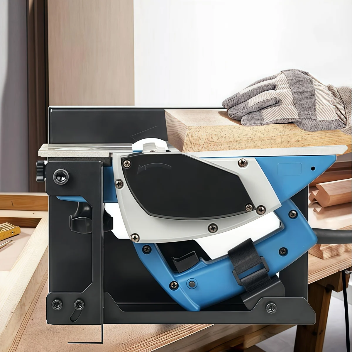 Stojak do strugarki stolarskiej, praktyczny, domowy, montowany na stelażu, stalowy - uchwyt, odwrócony wspornik do strugarki elektrycznej