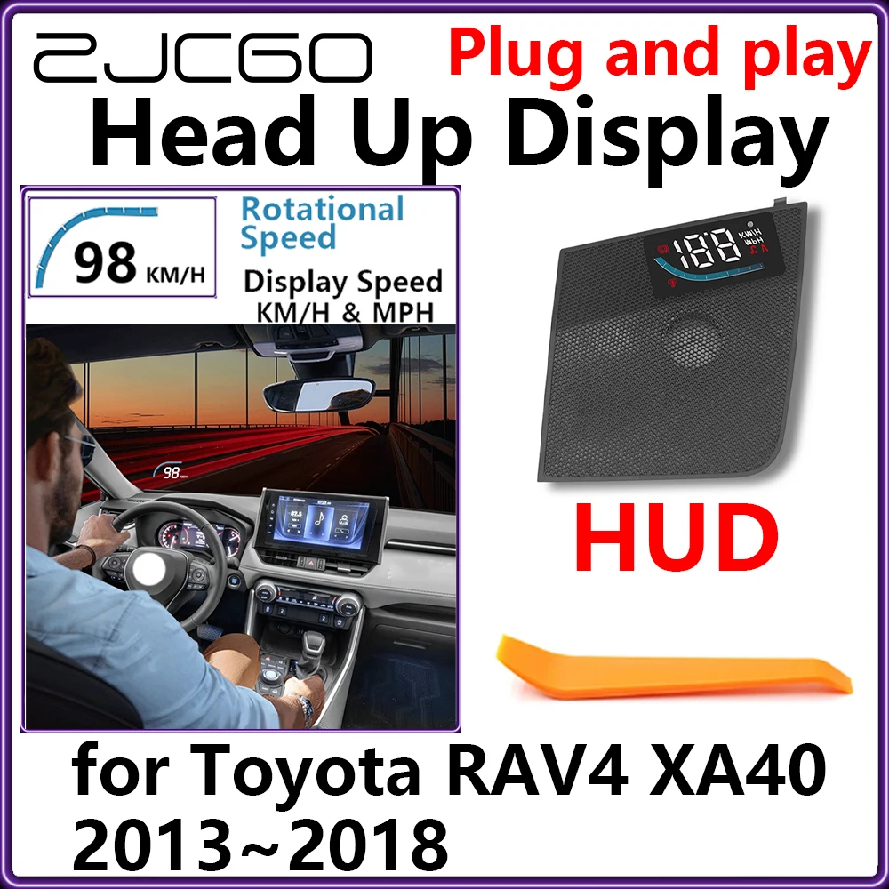 

ZJCGO Hidden HUD Head Up Display Car Projector Plug and Play Display Rotational Speed for Toyota RAV4 XA40 2013~2018